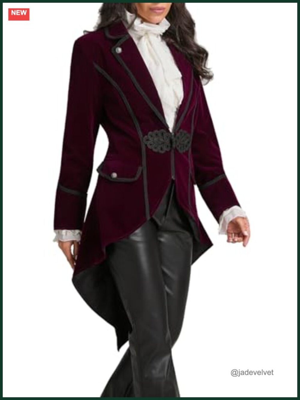 Velvet Lapel Tailcoat Jacket Victorian Gothic Steampunk Women's Coat
